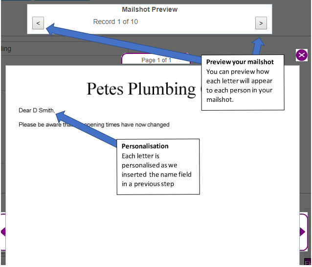 Preview your mailshot